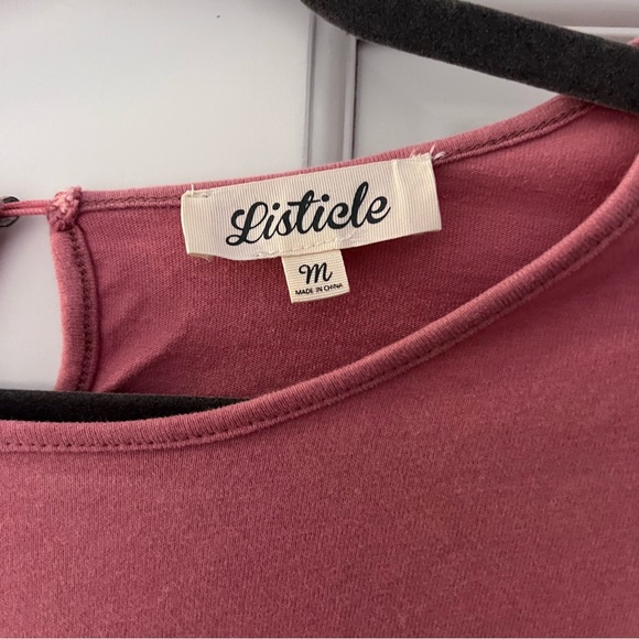 Women's Pink Top with Eyelet Sleeves - Picture 2 of 3